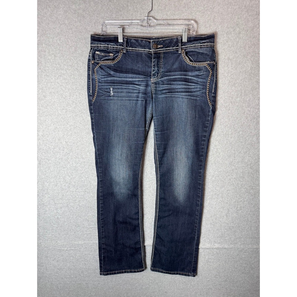 Maurices Jeans Womens‎ 11/12 Stretch Embroidered Distressed Casual Blue